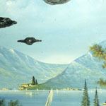 Enrico Baj - Au bord du lac,1959 - Olio su tela ready-made, 120x80 cm