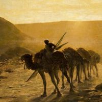 Cesare Biseo: Nel deserto, 1889, olio su tela, 98x165 cm. Roma, Galleria Nazionale d'Arte Moderna