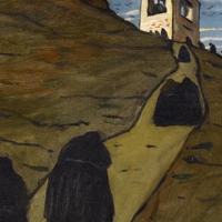 Giorgio De Chirico - Salita al convento, 1908 olio su tela, 50x50 cm