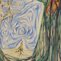 Roberto Sebastian Matta - Le Forçat de la lumière, 1937, pastelli a cera, matita su carta, 50x65 cm