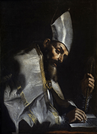 Mattia Preti (Taverna, Catanzaro, 1613 - La Valletta, Malta, 1699) - Sant'Ambrogio, 1670-1676 - Olio su tela, Dim: 102 x 75 cm