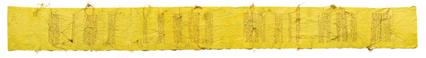 Maria Lai. Pagina gialla, 1994. Filo e stoffa, cm 250 x 27