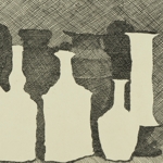 Giorgio Morandi - Natura morta di vasi su un tavolo, 1931 - Acquaforte, 249 x 336 mm - Collezione privata