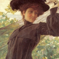 Alfredo Savini, Ritratto di Emilia Vignola (Ritratto di Signora in nero), olio su tela 150x81 cm