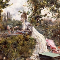 Giovanni Boldini, Berthe in giardino, 1874, olio su tela