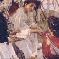 Ettore Tito, Pagine d'amore, 1907, olio su tavola, 60x73 cm