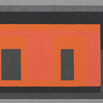 Josef Albers, Variant / Adobe, Pink Orange Surrounded by 4 Grays, 1947 - 1952, Oil on masonite 38,1 x 68,6 cm, 2013 The Josef and Anni Albers Foundation/Artists Rights Society New York
