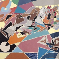 Gino Severini - Zeus partorito dal sole, 1954 - Tempera su tre pannelli di legno, opera eseguita su commissione per la societ aerea Alitalia, sede di Parigi, cm 271,5x412 cm