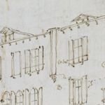 Antonio Canal, detto Canaletto - Veduta del campo di Santa Sofia con i Palazzi Foscari e Sagredo (verso) - Penna e inchiostro bruno su matita nera - Galleria Nazionale d'Arte Antica di Trieste