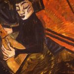 Erich Heckel - Ragazza con liuto, 1913 - Olio su tela, cm 72 x 79 - Berlino, Brcke-Museum