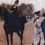 Giuseppe De Nittis - L'amazzone al Bois de Boulogne, 1874-1875 - Olio su tela, cm 31,5x42,5 - Genova, Raccolte Frugone