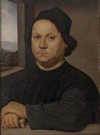 Raffaello Sanzio - Ritratto virile (Pietro Perugino?) 1505-1506 ca.- Olio su tavola, 51  37 cm - Firenze, Galleria degli Uffizi