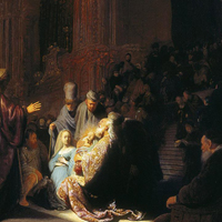 Harmenszoon van Rijn Rembrandt - Cantico di Simeone, 1631 - Olio su tavola, cm 60,9 x 47,9 - L'Aia, Royal Picture Gallery Mauritshuis