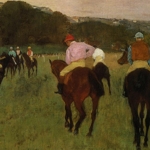 Edgar Degas - Corsa di cavalli a Longchamp, 1871 (probabilmente rielaborato nel 1874) - Olio su tela, cm 34 x 41,9 - Boston, Museum of Fine Arts