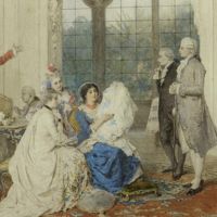 Gerolamo Induno, Il primogenito, 1887 - Acquerello su carta, 52 x 76 cm - Galleria d'Arte Moderna, Milano