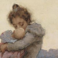 Luigi Rossi - Maternit�, 1895-1898 circa - Acquerello su carta, 41,5 x 25 cm - Courtesy Quadreria dell'800, Milano