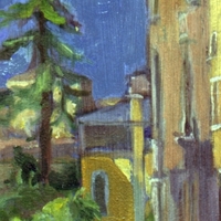 Tempera su tavola, 1936, veduta di scorcio veneziano