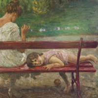Luigi Rossi - Sulla panchina di Biolda, 1920-1922 - Olio su tela, 72 x 92 cm - Courtesy Galleria Bottegantica, Milano - Bologna