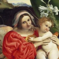 Lorenzo Lotto, La Vergine e il Bambino con San Girolamo e san Nicola da Tolentino, 1523 - 1524 olio su tela, cm 94,3 x 77,8 Boston, Museum of Fine Arts