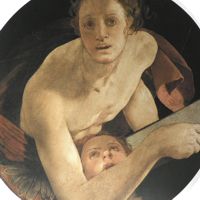 Bronzino, San Matteo, 1525-28, olio su tavola, diam. cm. 76/77,2. Firenze, Chiesa di Santa Felicita, Cappella Capponi