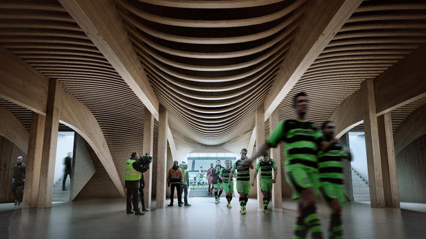Zaha Hadid. Stadio in legno per la Forest Green Rovers, Inghilterra